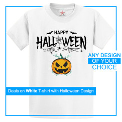 Personalised Halloween White T-Shirt With Your Own Artwork On Front