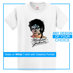 Personalised White Tee With Your Own Celebrity Portrait Or Artwork On Front