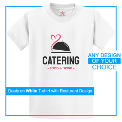 Custom Printed White T-Shirt With Your Restaurant Logo On Front
