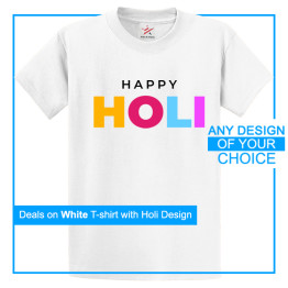 Personalised Hindu Holi White Tee With Your Own Festival Artwork Printed T-Shirt