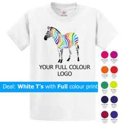 White t shirts full colour printed Deal 5