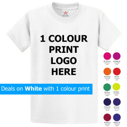 White t shirts 1 colour printed Deal 1