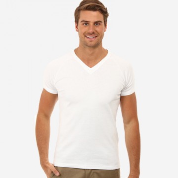 Gildan Plain White 100% Soft style cotton V-neck T-Shirt