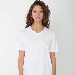 Women Gildan Lady Premium Cotton V-neck White T-Shirt